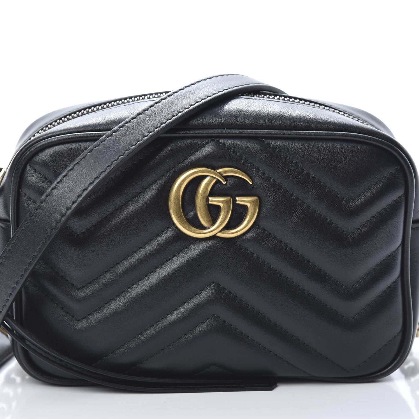 Calfskin Matelasse Mini GG Marmont Chain Shoulder Bag Black