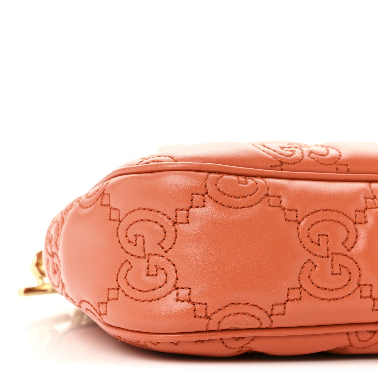 Gucci Calfskin GG Matelasse Chain Handbag Deep Orange Natural 10 of 12