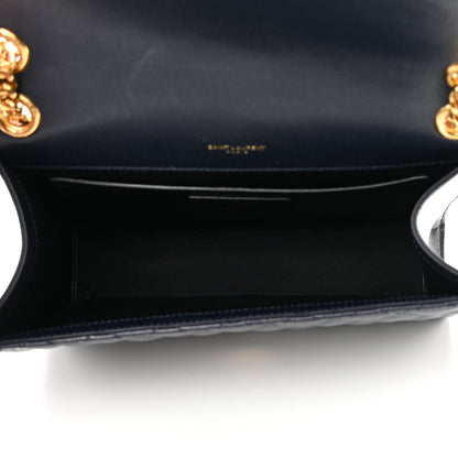 Saint Laurent Grain De Poudre Textured Mixed Matelasse Triquilt Medium Monogram Satchel Deep Marine 5 of 13