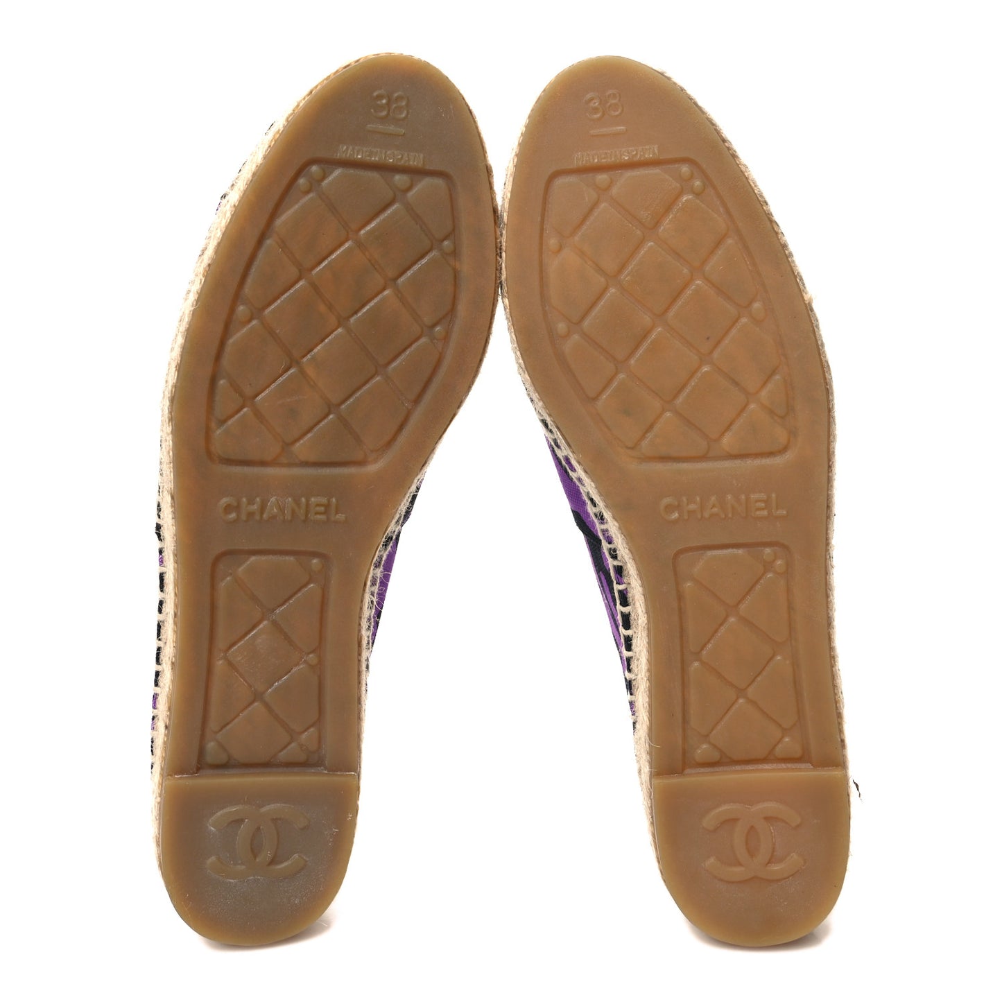 Cotton Grosgrain CC Printed Espadrilles 38 Purple Black