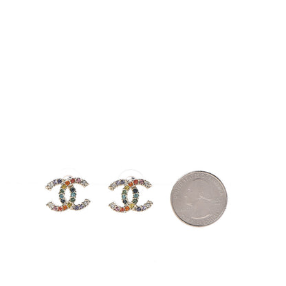 Chanel Crystal Over The Rainbow CC Earrings Gold Multicolor 2 of 5