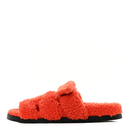 Hermes Woolskin Womens Chypre Sandals 37 Orange 1 of 8