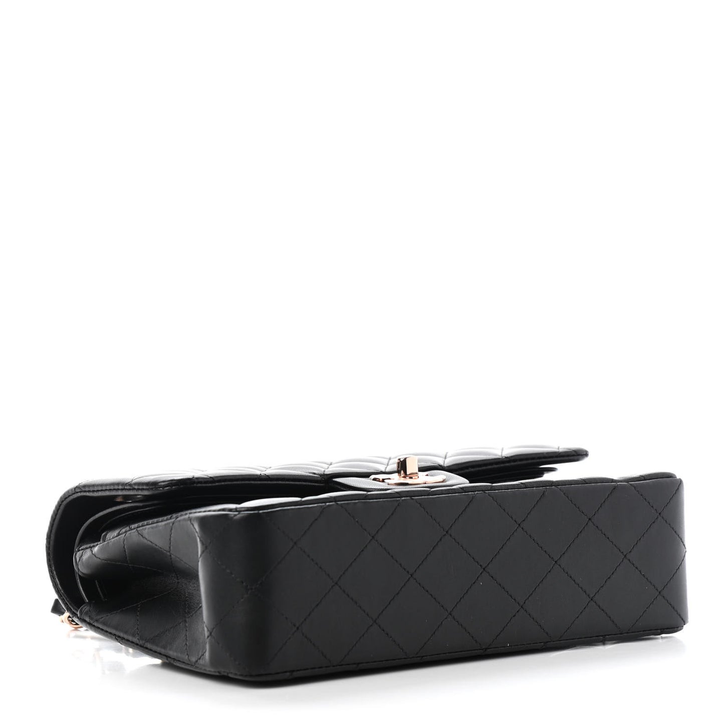 Lambskin Quilted Small Double Flap Black