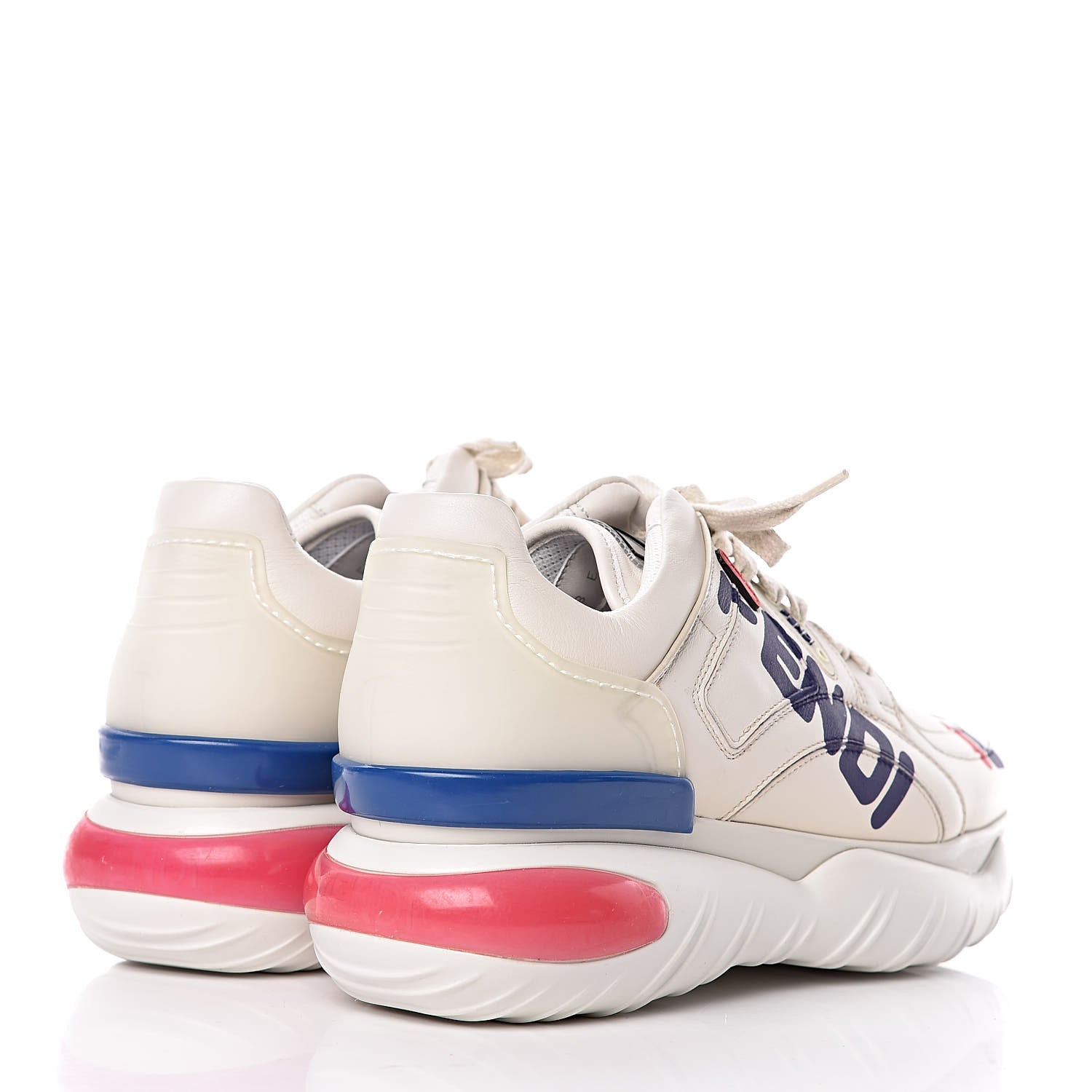 Fendi X FILA Vitello Mania Painted Womens Chunky Sneakers 40 Ice White Caipiroska Blueberry 4 of 9