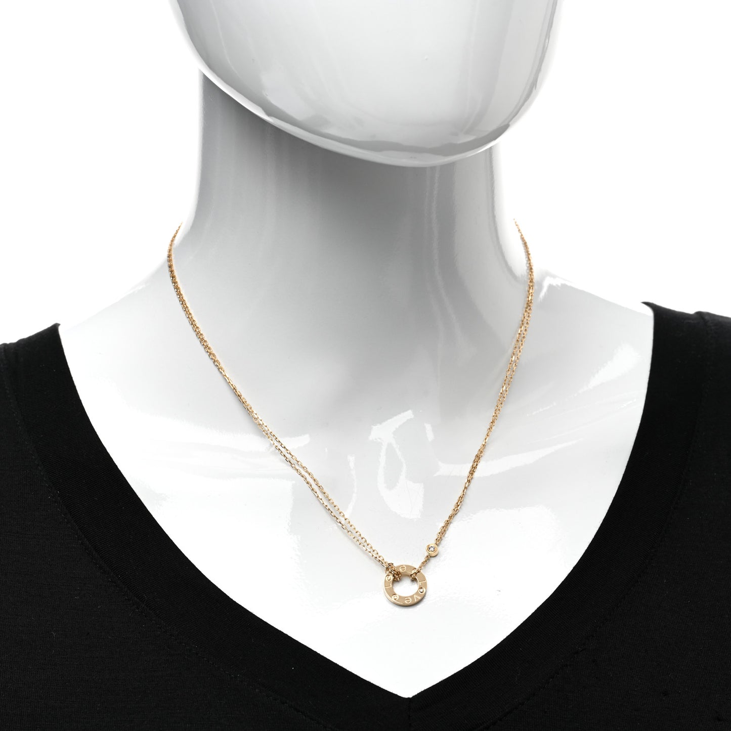 18K Yellow Gold 2 Diamond LOVE Necklace