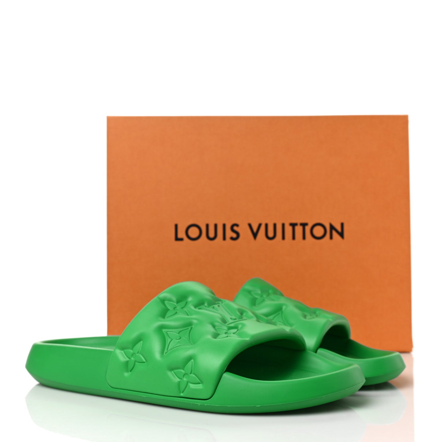 Rubber Embossed Monogram Mens Waterfront Mules 40 Green