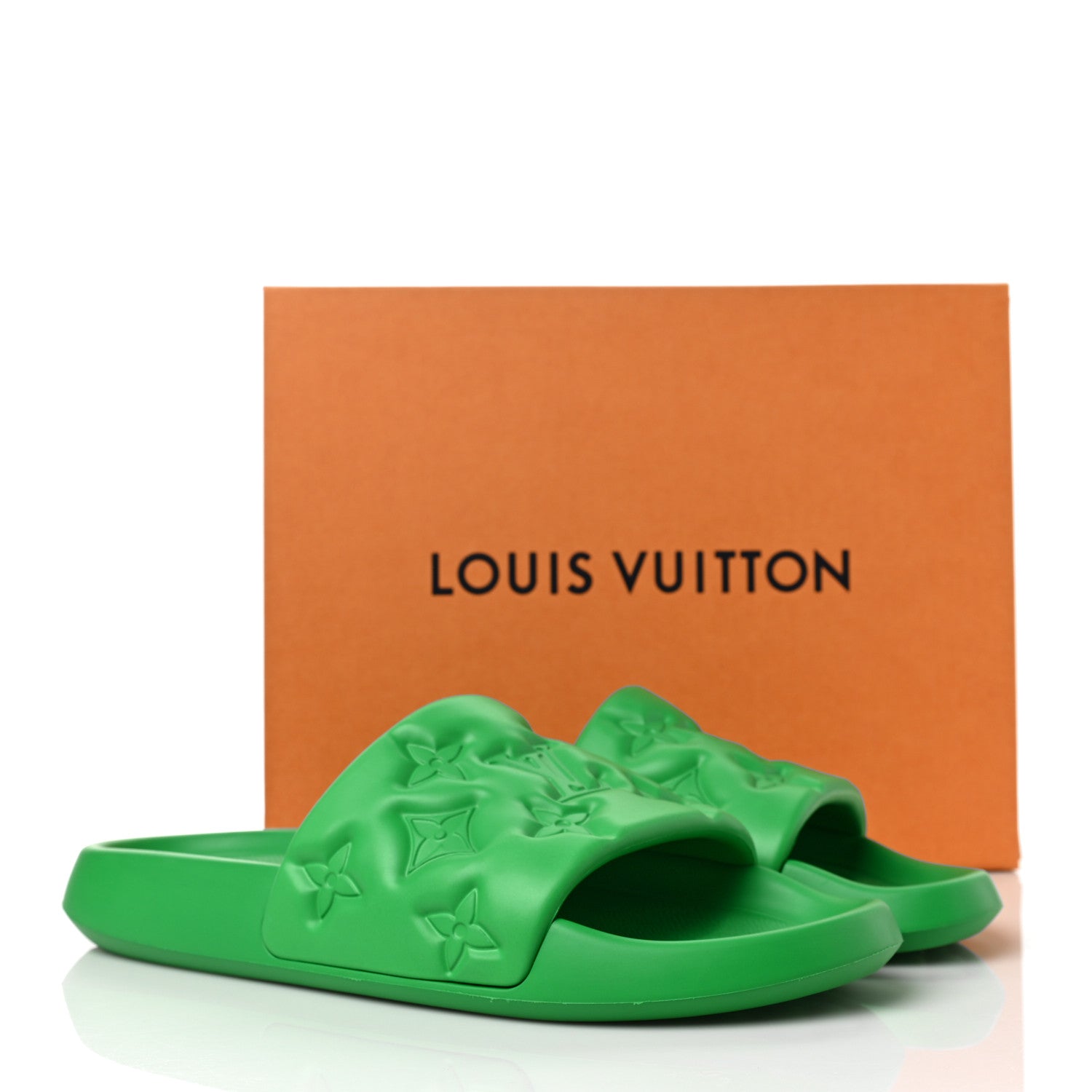 Louis Vuitton Rubber Embossed Monogram Mens Waterfront Mules 40 Green 10 of 10