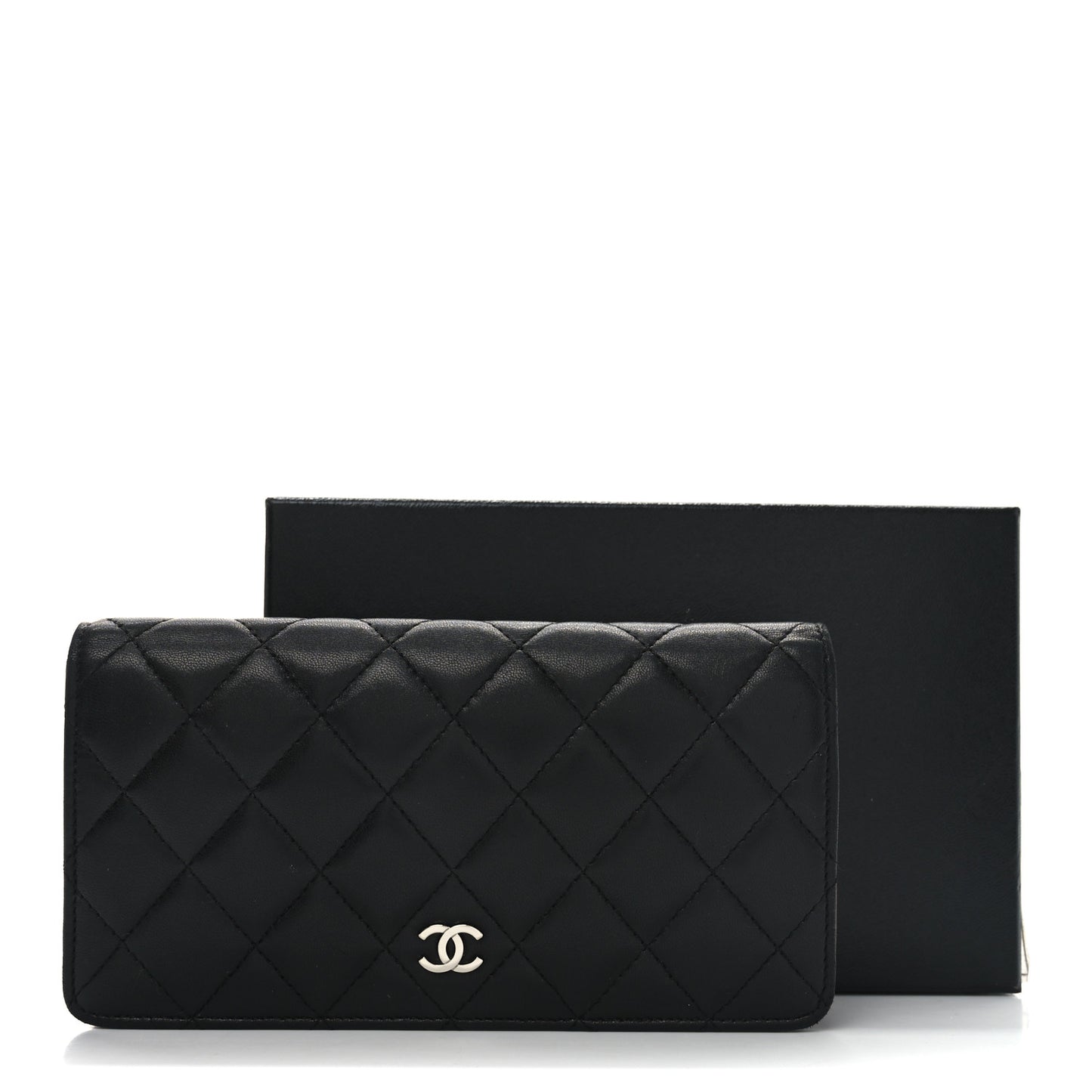 Lambskin Quilted Yen Wallet Black