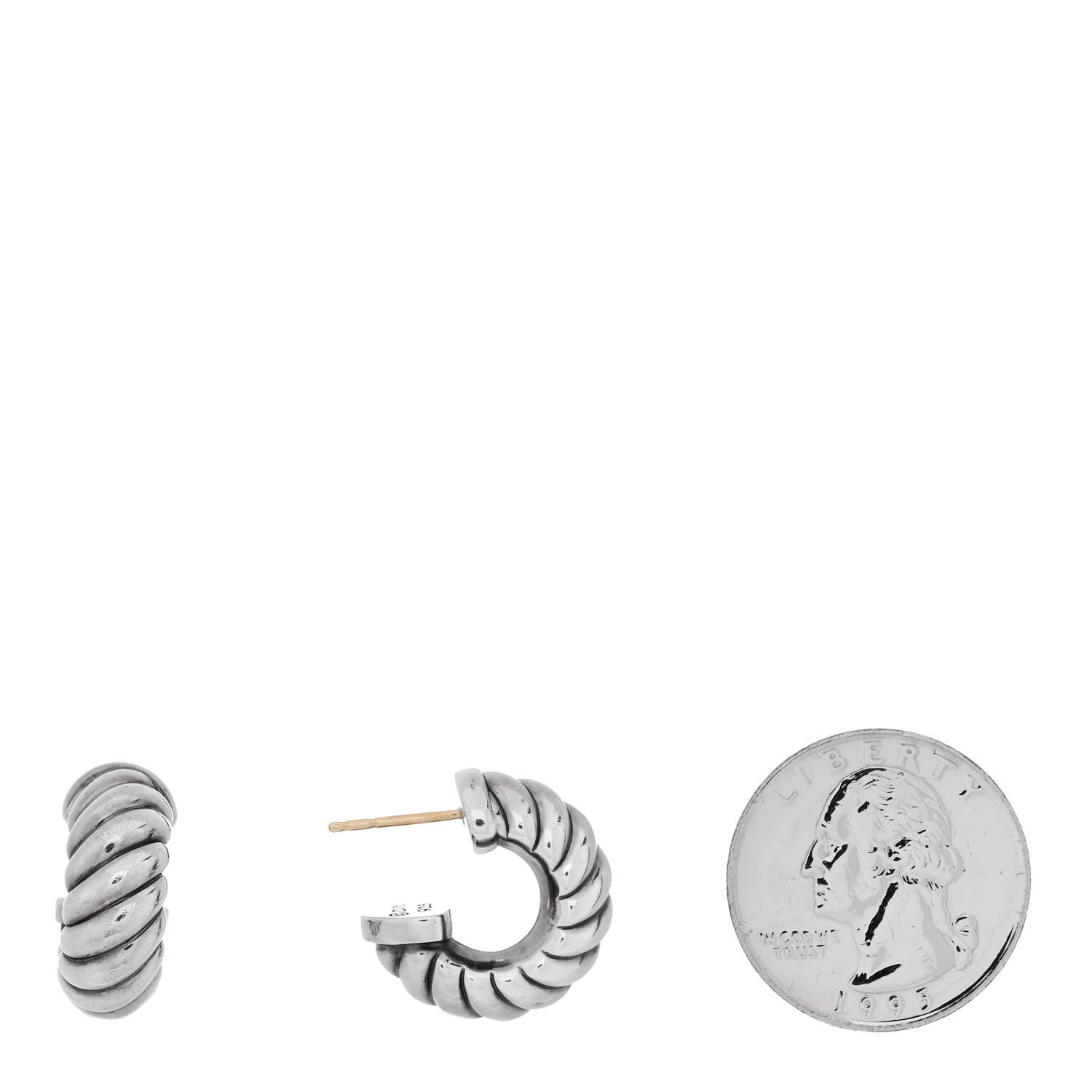 David Yurman Sterling Silver Sculpted Cable Shrimp Earrings 2 of 4