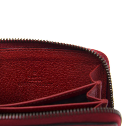 Gucci Calfskin Logo Zip Around Card Case Hibiscus Red 6 of 8