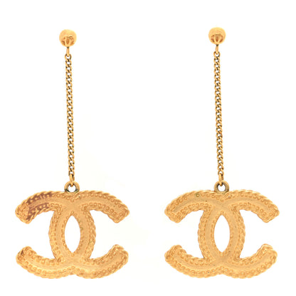 Chanel CC Drop Earrings Matte Gold 1 of 5