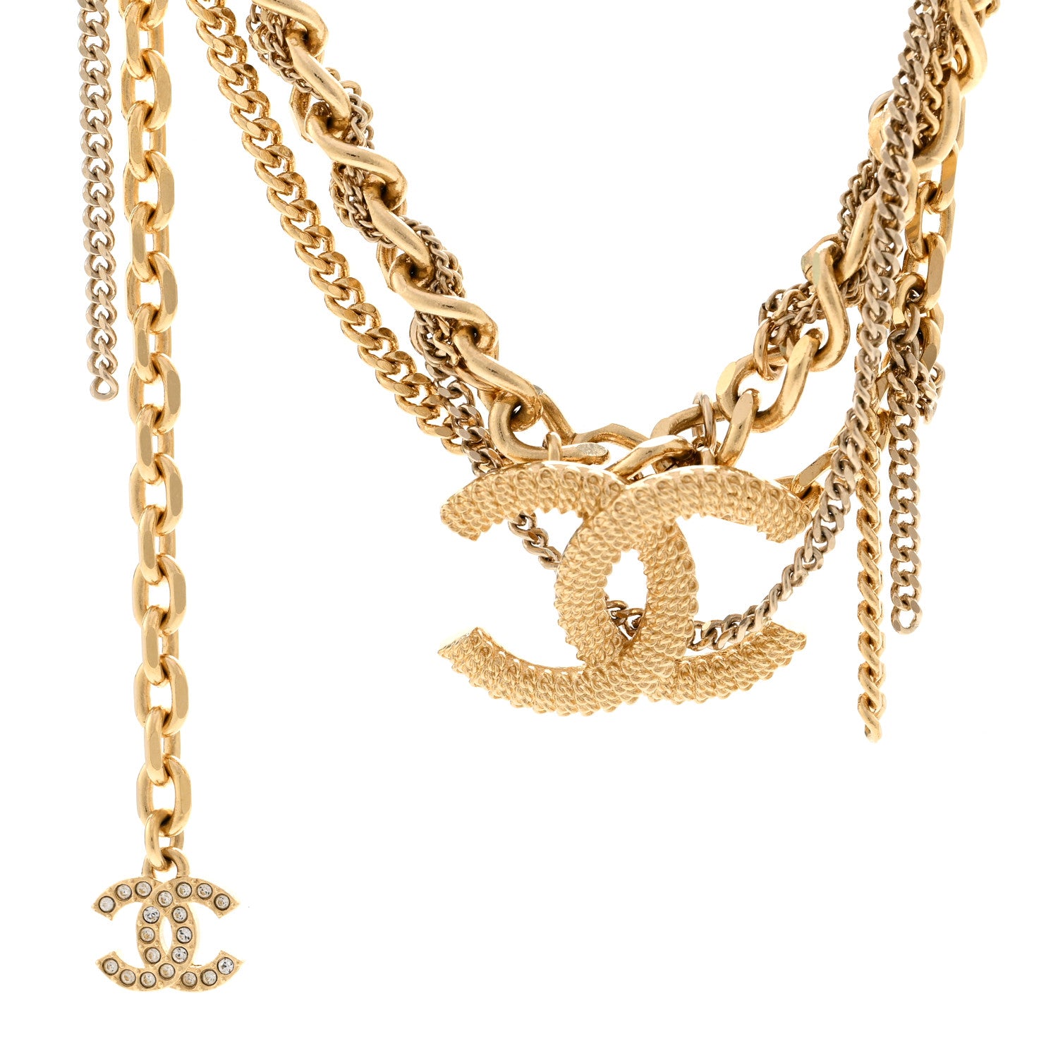 Chanel Metal Chain Link CC Multi Strand Choker Necklace Gold 4 of 6