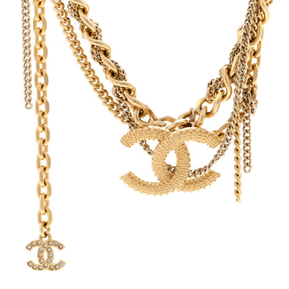 Chanel Metal Chain Link CC Multi Strand Choker Necklace Gold 4 of 6