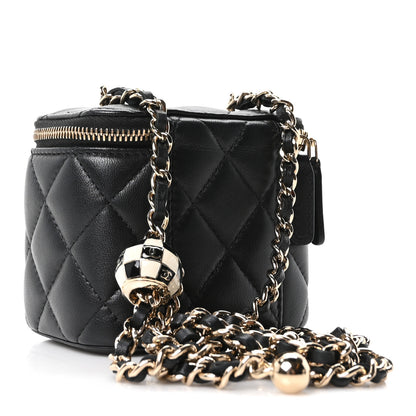 Chanel Lambskin Quilted Mini Enamel CC Pearl Crush Vanity Case With Chain  Black 3 of 10