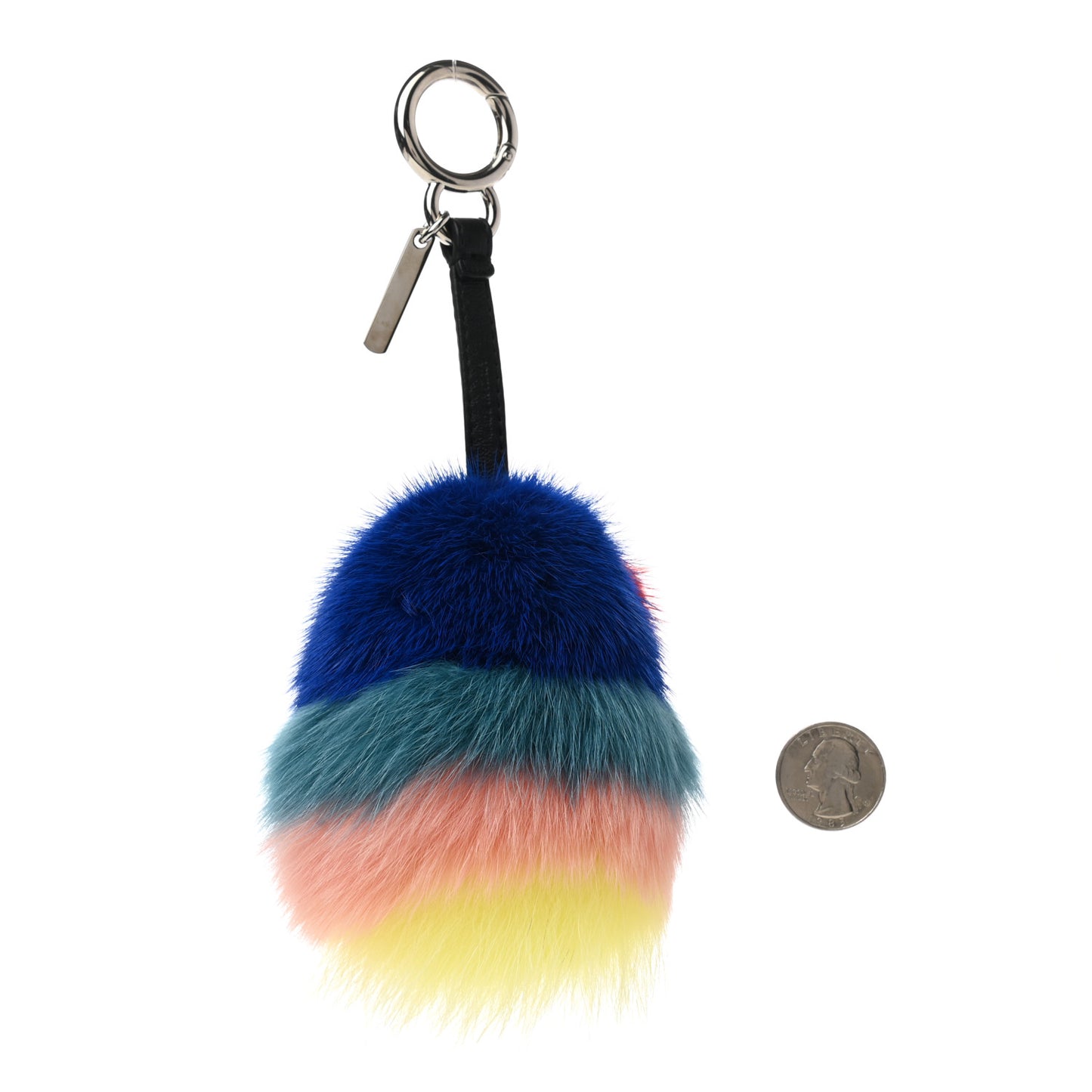 Mink Fox Fur Kid Monster Bag Bug Charm Blue Multicolor
