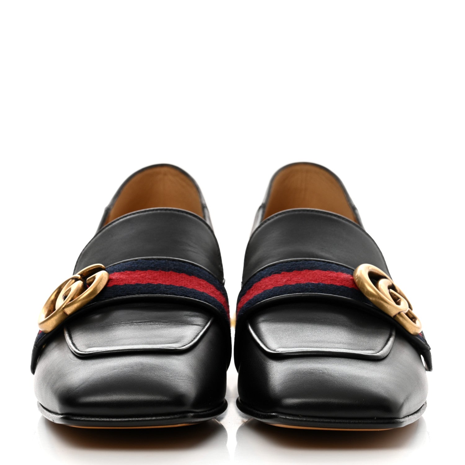 Gucci Betis Glamour Calfskin Web Pearl Embellished Peyton 35mm Loafer Pumps 36.5 Black 2 of 9