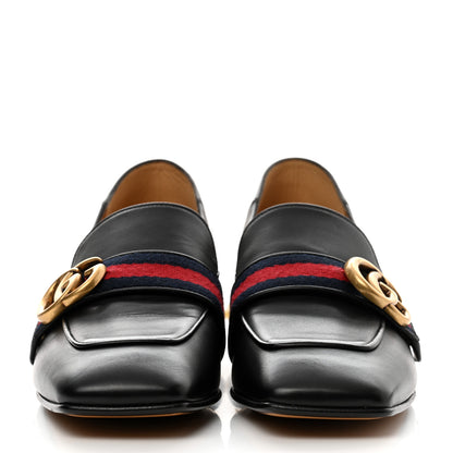 Gucci Betis Glamour Calfskin Web Pearl Embellished Peyton 35mm Loafer Pumps 36.5 Black 2 of 9