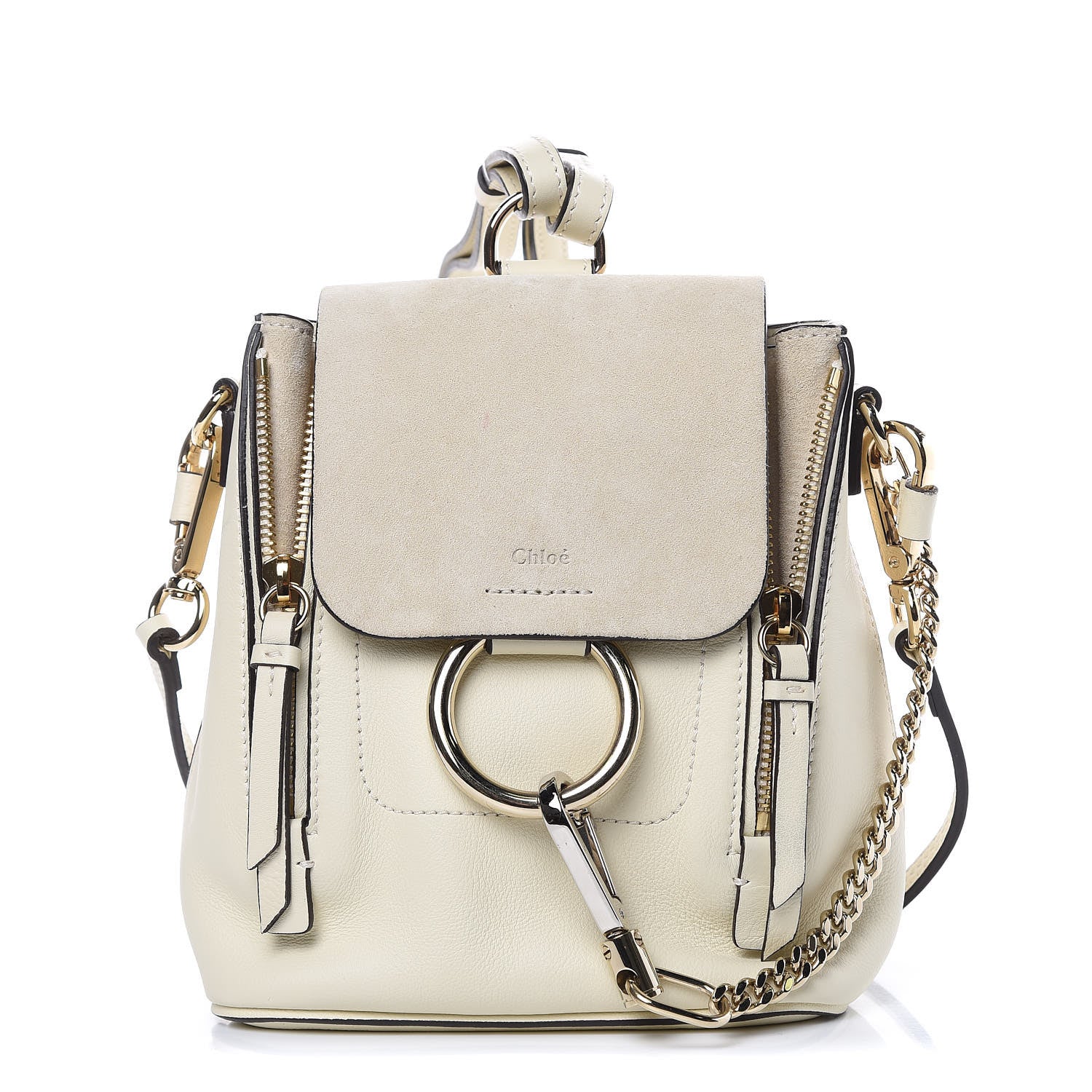 Chloe Suede Calfskin Mini Faye Backpack Off White 1 of 13