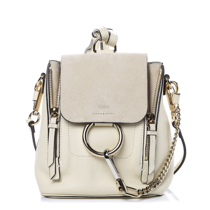 Chloe Suede Calfskin Mini Faye Backpack Off White 1 of 13