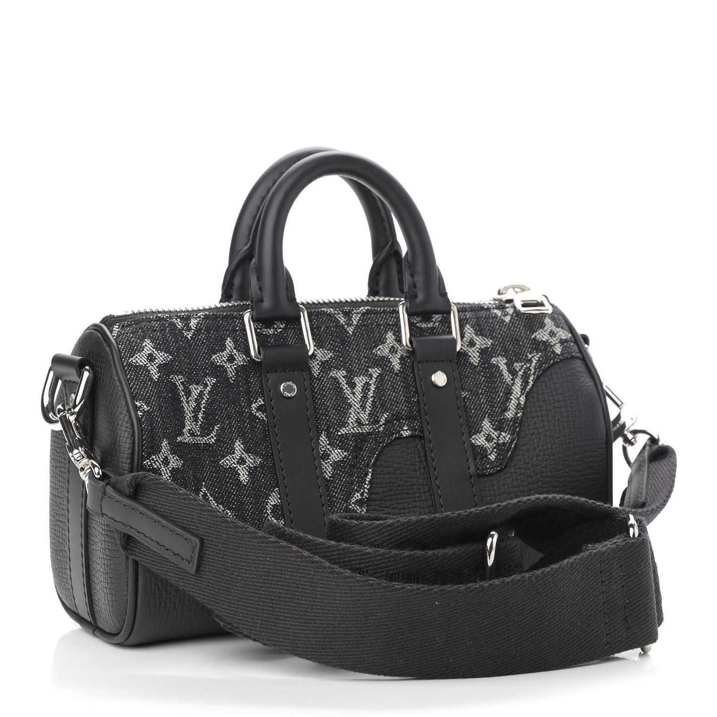 X NIGO Taurillon Monogram Denim Drip Keepall XS Black