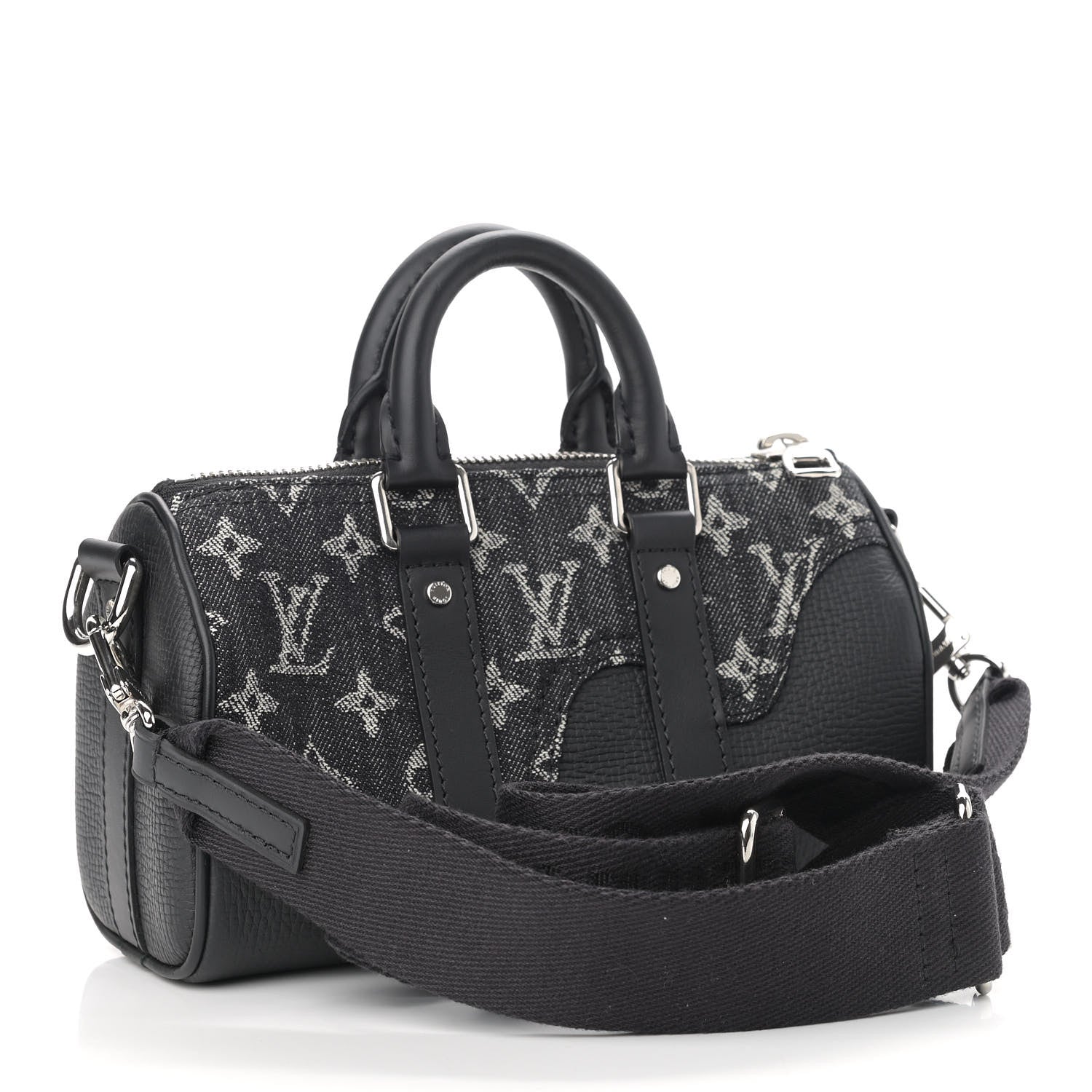 Louis Vuitton X NIGO Taurillon Monogram Denim Drip Keepall XS Black 4 of 11