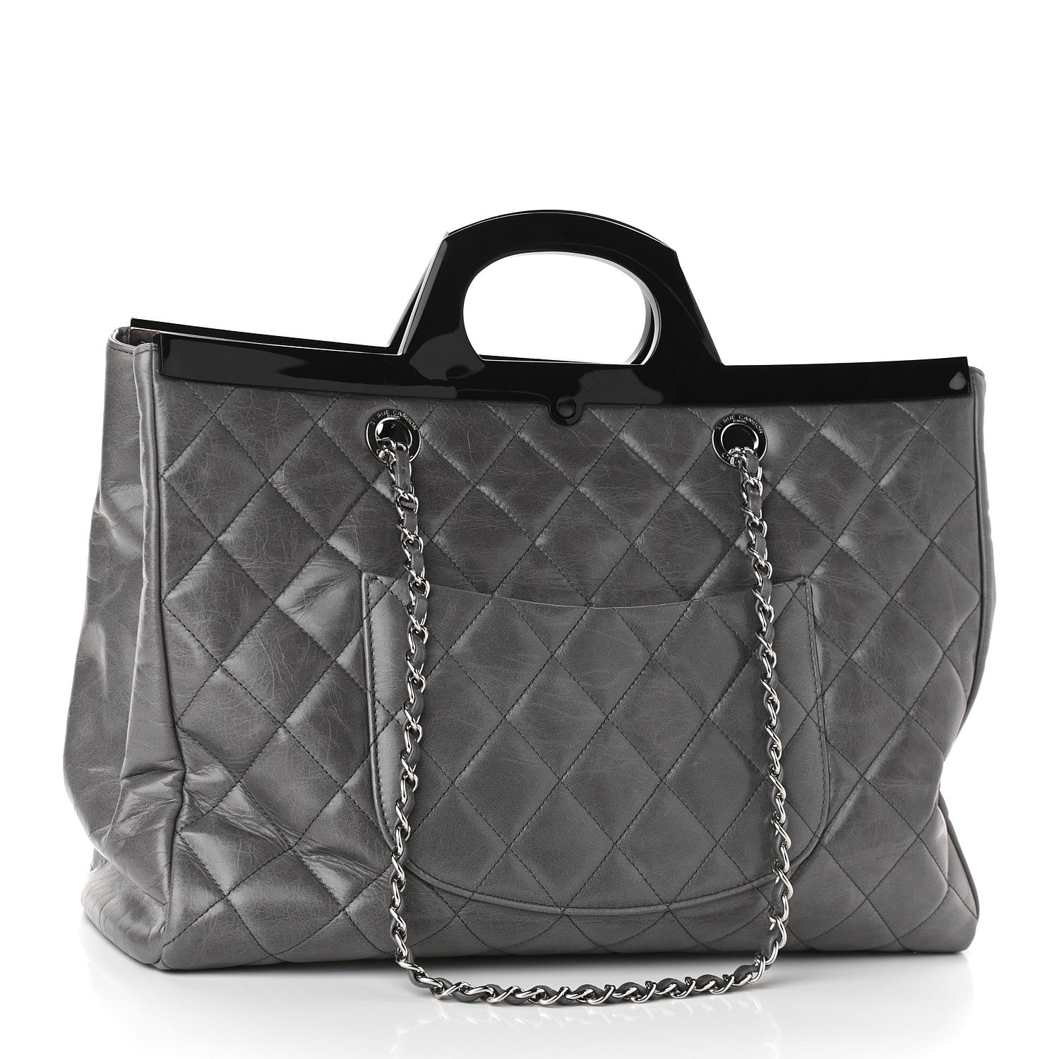Chanel Glazed Calfskin Quilted Large CC Delivery Tote Grey 3 of 9