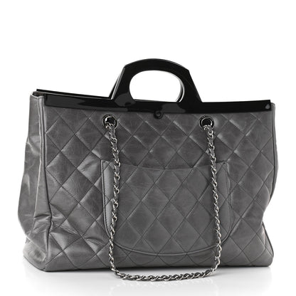Chanel Glazed Calfskin Quilted Large CC Delivery Tote Grey 3 of 9