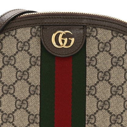 Gucci GG Supreme Monogram Textured Dollar Calfskin Web Small Ophidia Dome Shoulder Bag Beige Ebony New Acero 8 of 11