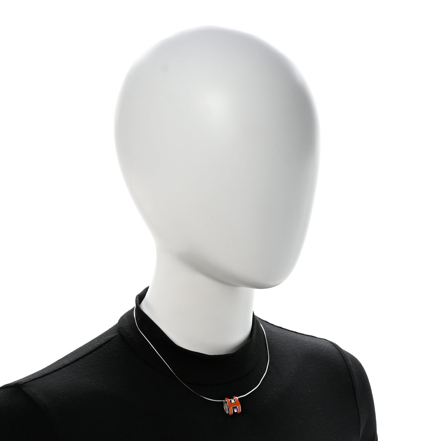 Lacquered Palladium Pop H Pendant Necklace Orange