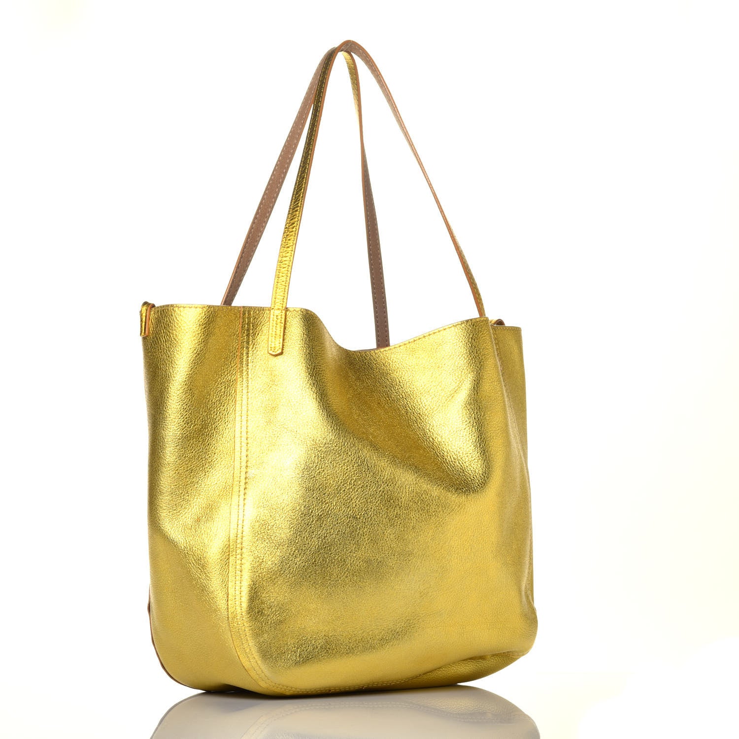 Jimmy Choo Metallic Nappa Suede Stevie Reversible Tote Saffron Caramel 4 of 17