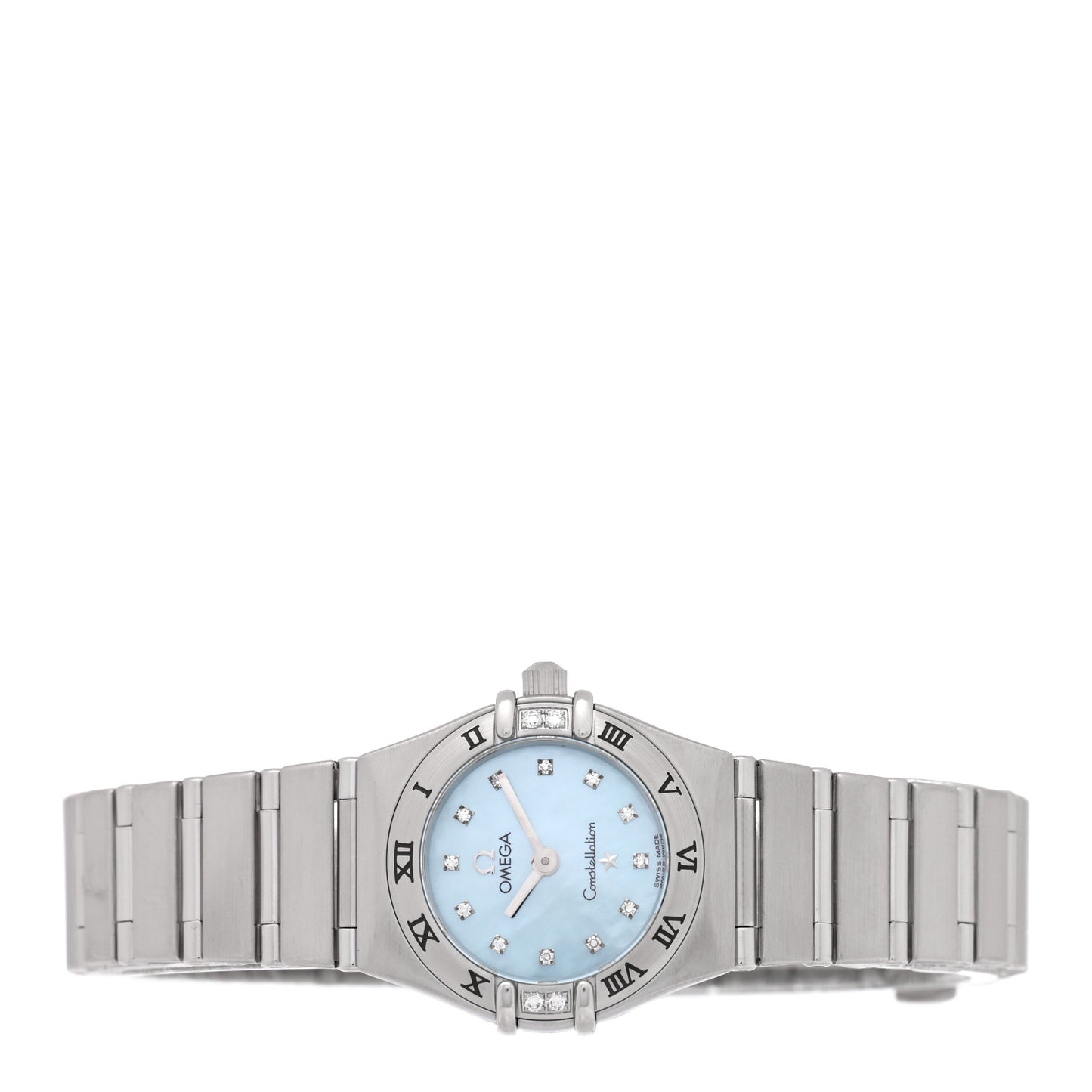 Stainless Steel Diamond Blue Mother of Pearl 22mm Constellation Quartz Watch 1567.86