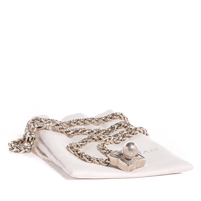 David Yurman Sterling Silver Diamond Quatrefoil Lariat Wheat Chain Necklace 7 of 7