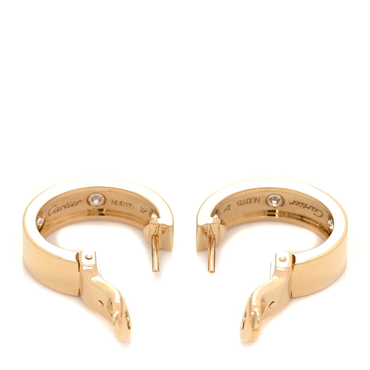 18K Yellow Gold 6 Diamond 5.5mm LOVE French Clip Hoop Earrings