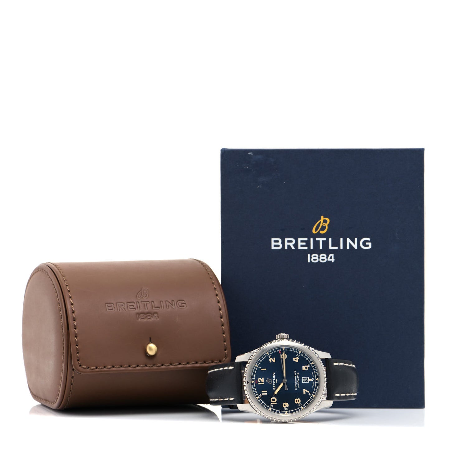 Stainless Steel Calfskin 41mm Navitimer 8 Chronograph Automatic Watch Blue A17315