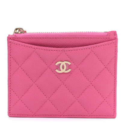 Chanel Caviar Quilted CC Zip Card Holder Pink 1 of 9