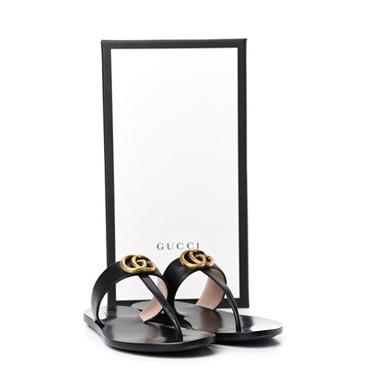 Gucci Calfskin GG Marmont Thong Sandals 36 Black 12 of 12