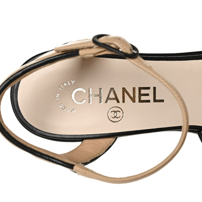 Chanel Lambskin Quilted CC Sandal 37.5 Beige 8 of 8