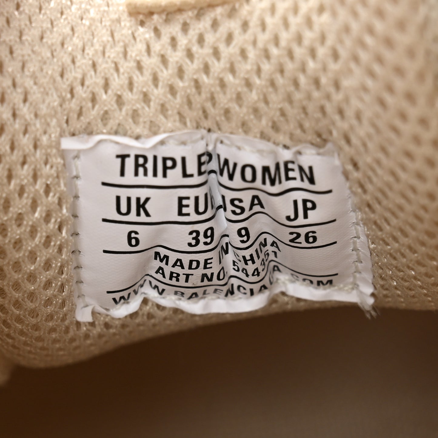 Fabric Mesh Clear Sole Womens Triple S Sneakers 39 Beige