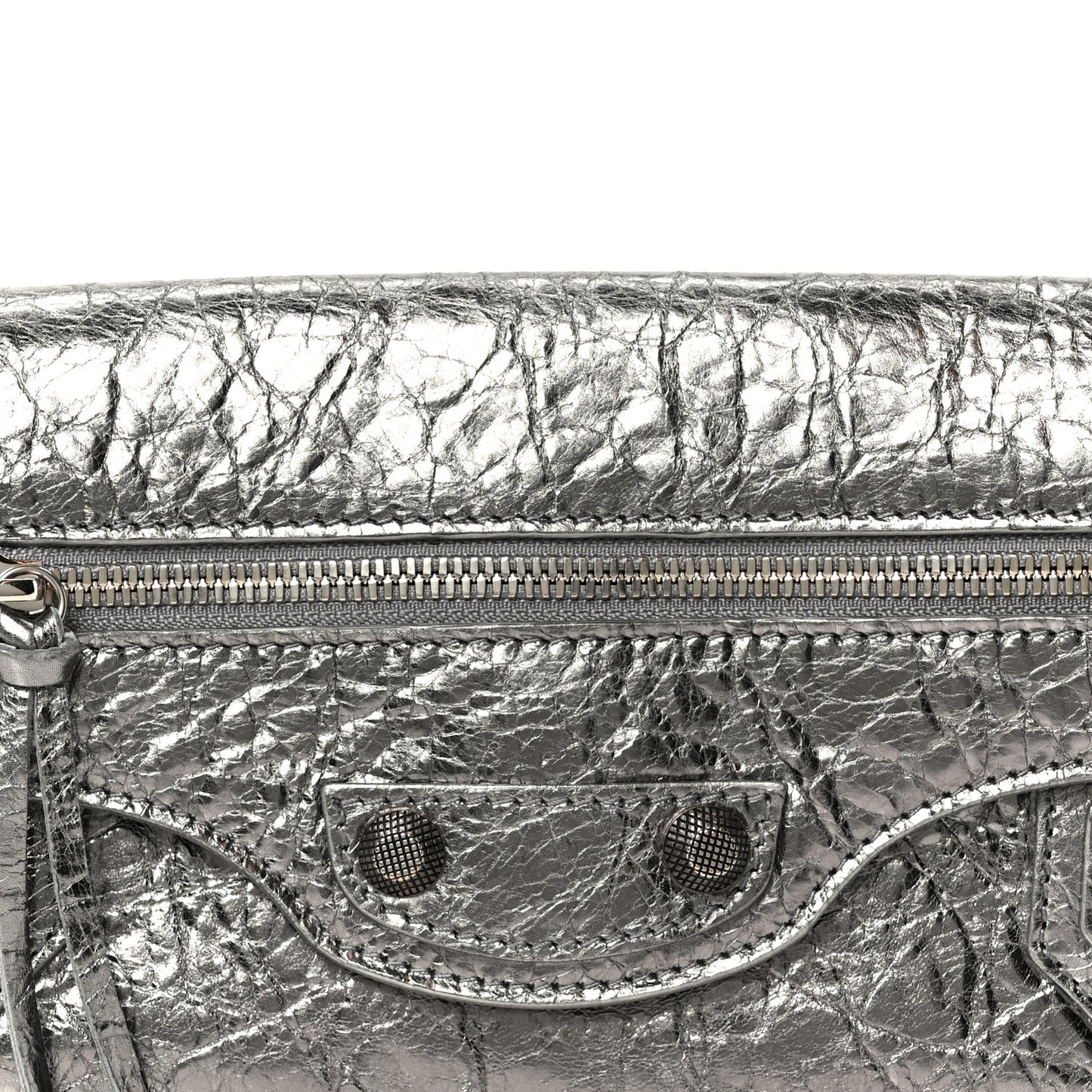 Metallic Agneau Arena Small Le Cagole Sling Bag Silver