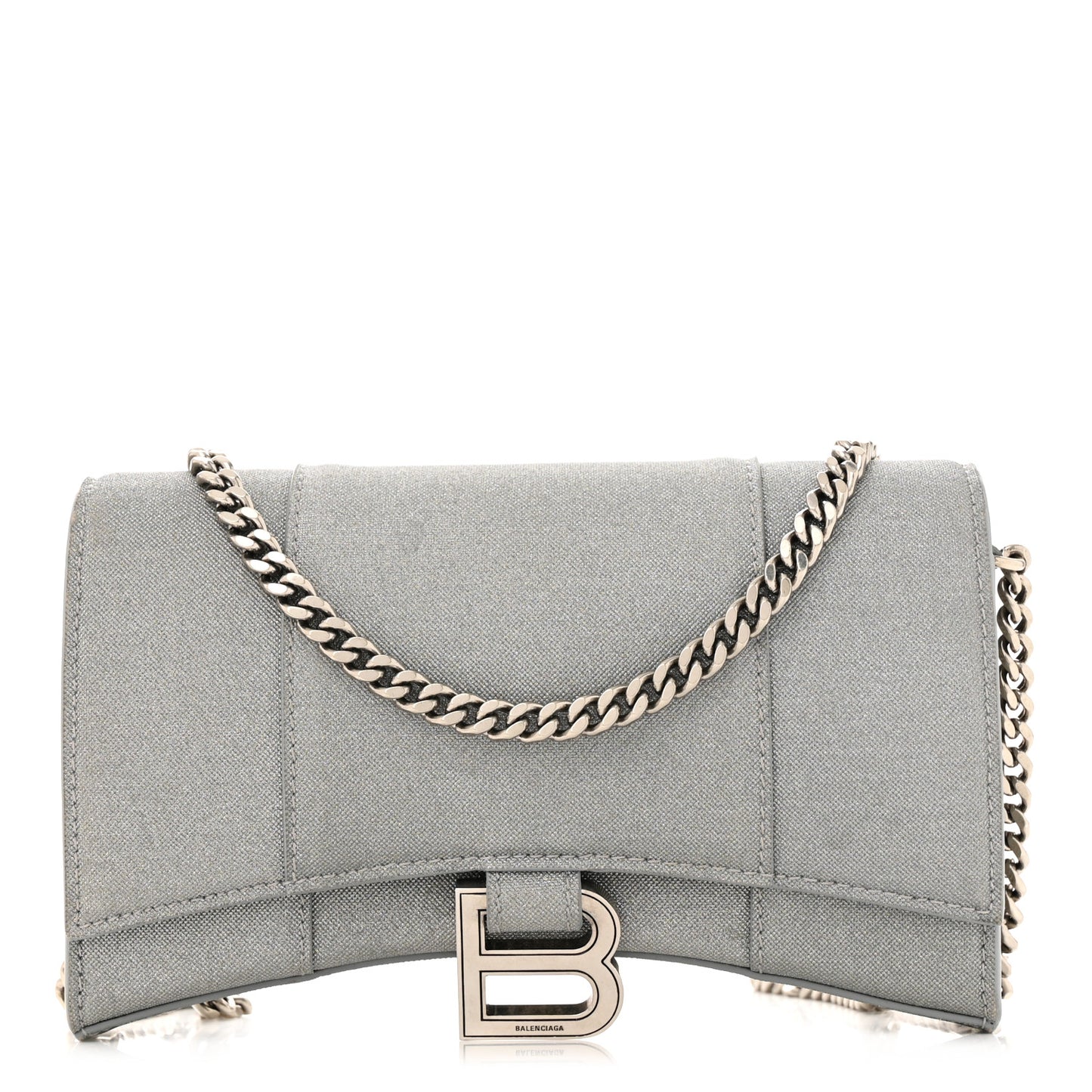 Glitter Fabric Hourglass Chain Bag Grey