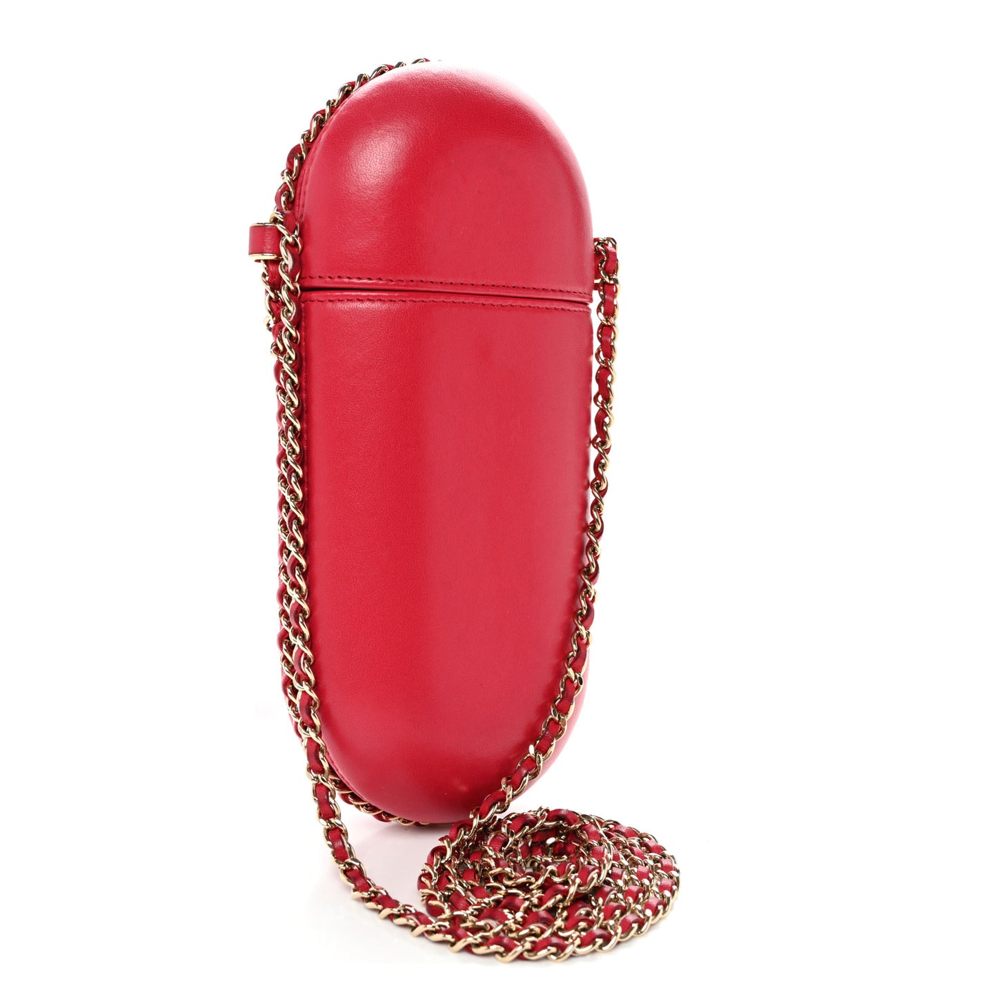 Lambskin Chain Around Phone Holder Red