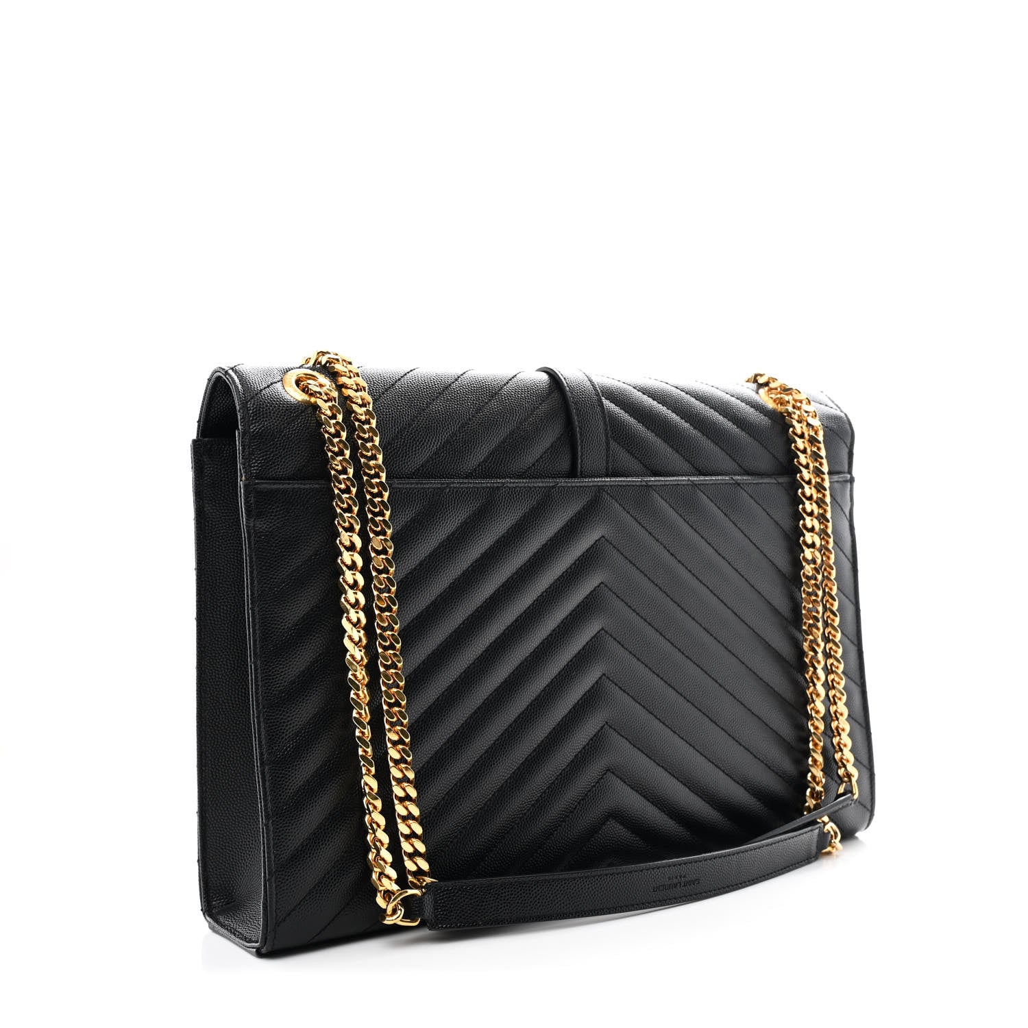 Saint Laurent Grain De Poudre Matelasse Chevron Large Monogram Satchel Black 2 of 9