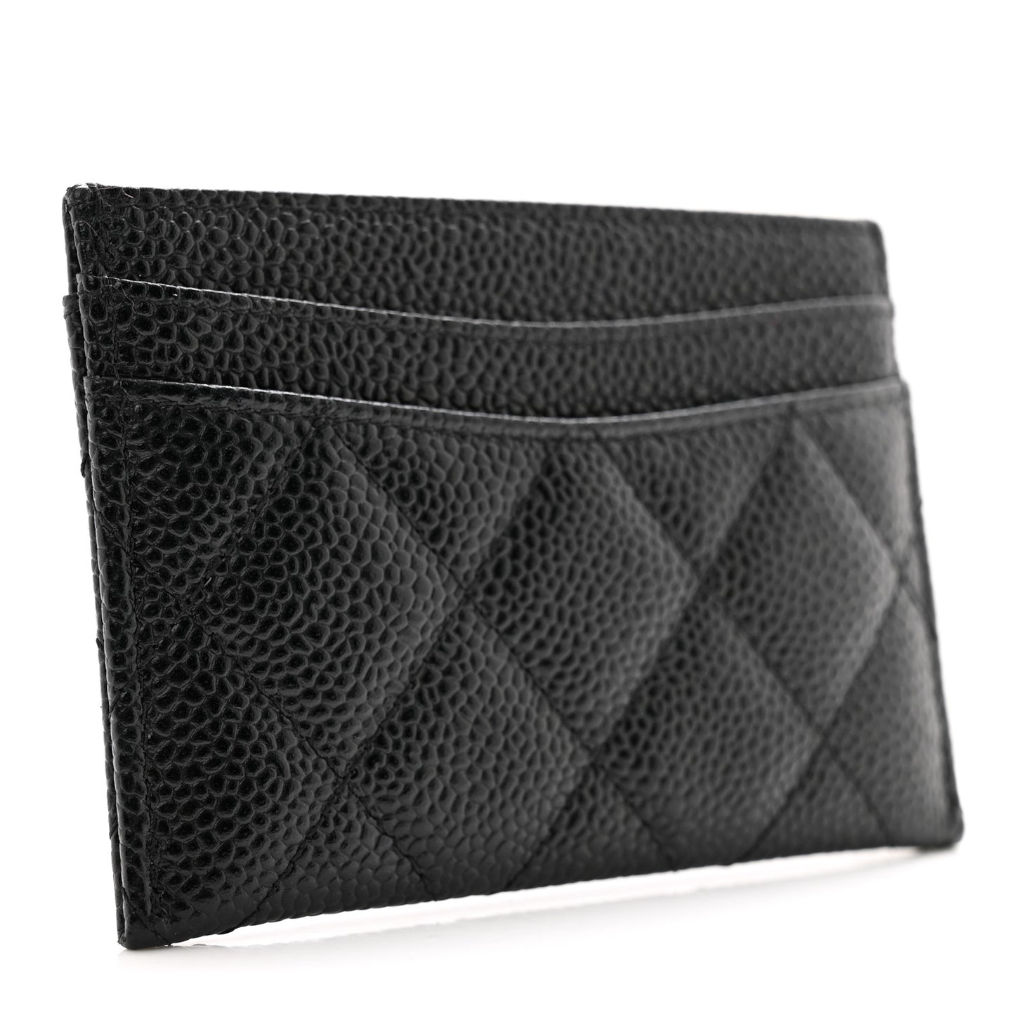 Caviar Quilted Card Holder Black