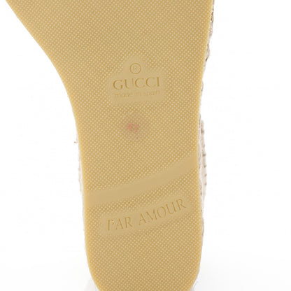 Gucci Canvas Malaga Kid Web Ankle Wrap Espadrille Wedge Sandals 41 Mystic 41 Green Red Mystic White Emerald 6 of 9