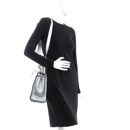 Fendi Cuoio Romano Lux Selleria Medium Peekaboo Iconic Satchel Argento 2 of 9