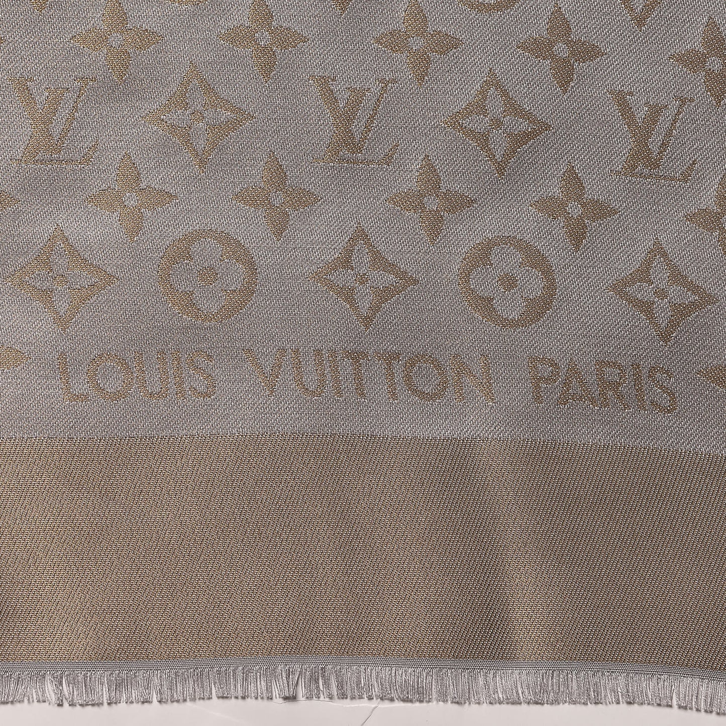 Silk Lurex Wool Monogram Shine Shawl Charcoal Greige