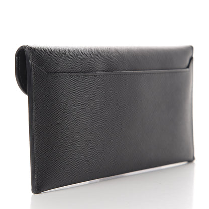 Prada Saffiano Bi-Color Envelope Wallet Black Fuoco 3 of 16