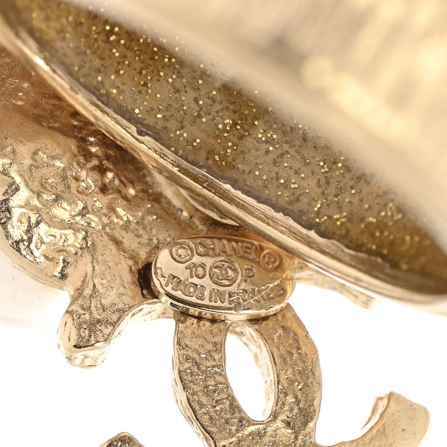 Chanel Metal Pearl CC Ring 53 6.25 Gold 4 of 5