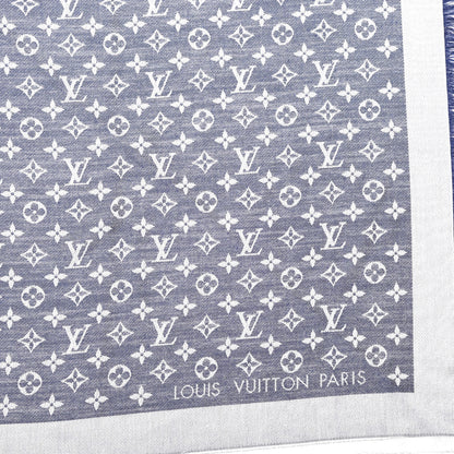Louis Vuitton Wool Silk Monogram Denim Shawl Blue 3 of 4