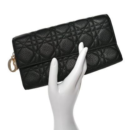 Christian Dior Grained Calfskin Cannage Lady Dior Rendezvous Wallet Black 2 of 10
